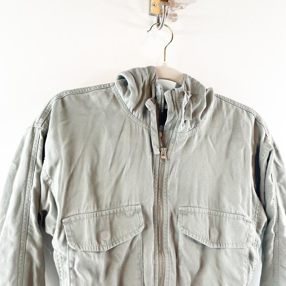 Abercrombie Utility Hooded Cropped Full Zip Jacket Green XXS - Picture 6 of 16